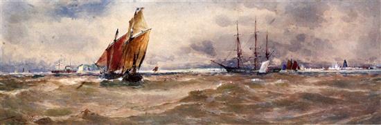 Thomas Bush Hardy (1842-1897) Shipping off Boulogne 6 x 18.5in.